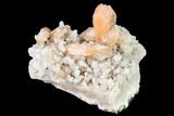 Peach Stilbite Crystals on Sparkling Quartz Chalcedony - India #168835-2
